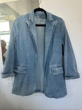 Light Blue Denim Blazer Jacket - Women